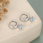 Sterling Silver Opal Star Earring Charms for Huggie Hoops