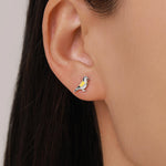 Goldfinch Bird Stud Earrings in Sterling Silver, Silver or Gold, Enamel Bird Earrings, Nature Inspired Animal Earrings