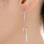 Sterling Silver Circle Ear Threaders, Silver or Gold or Rose Gold, Open Circle Threader Earrings