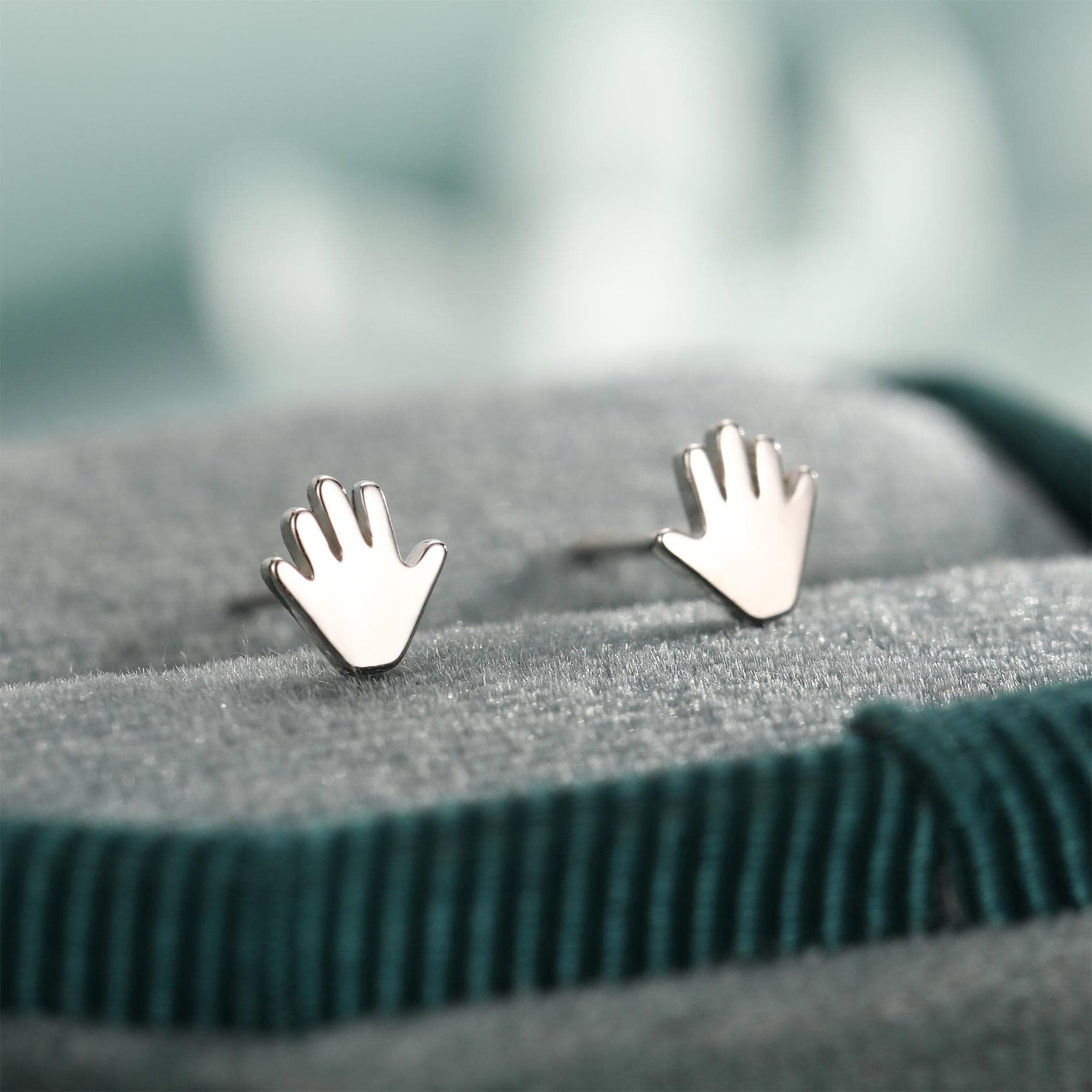 Tiny Hand Stud Earrings in Sterling Silver, Silver Gold or Rose Gold, Hand Stud Earrings, Cute Hand Earrings, Palm Earrings