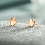 Tiny Hand Stud Earrings in Sterling Silver, Silver Gold or Rose Gold, Hand Stud Earrings, Cute Hand Earrings, Palm Earrings