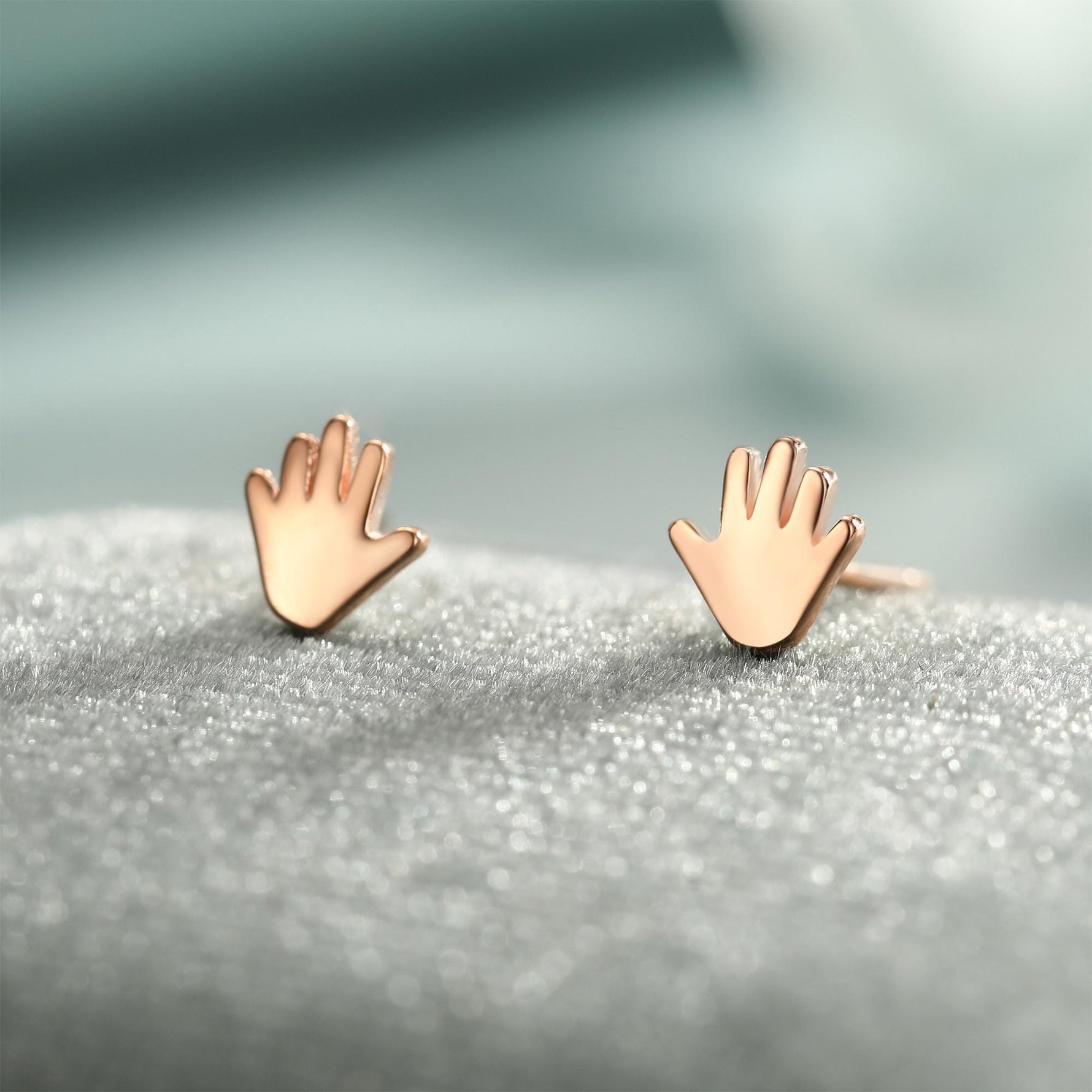 Tiny Hand Stud Earrings in Sterling Silver, Silver Gold or Rose Gold, Hand Stud Earrings, Cute Hand Earrings, Palm Earrings