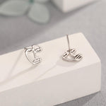 Art Inspired Asymmetric Face Stud Earrings in Sterling Silver, Silver, Gold or Rose Gold, Face Earrings
