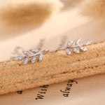 CZ Leaf Mini Crawler Earrings in Sterling Silver, Silver, Gold or Rose Gold, Olive Branch Climber Earrings, Nature Inspired Ear Climbers