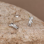 Sterling Silver Clear CZ Astronaut Moon and Star Stud Earrings