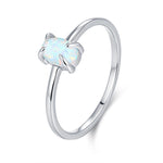 Fire Opal Ring in Sterling Silver, US 5 - 8, 4x6mm, Lab Opal Stone Ring, White Opal Ring