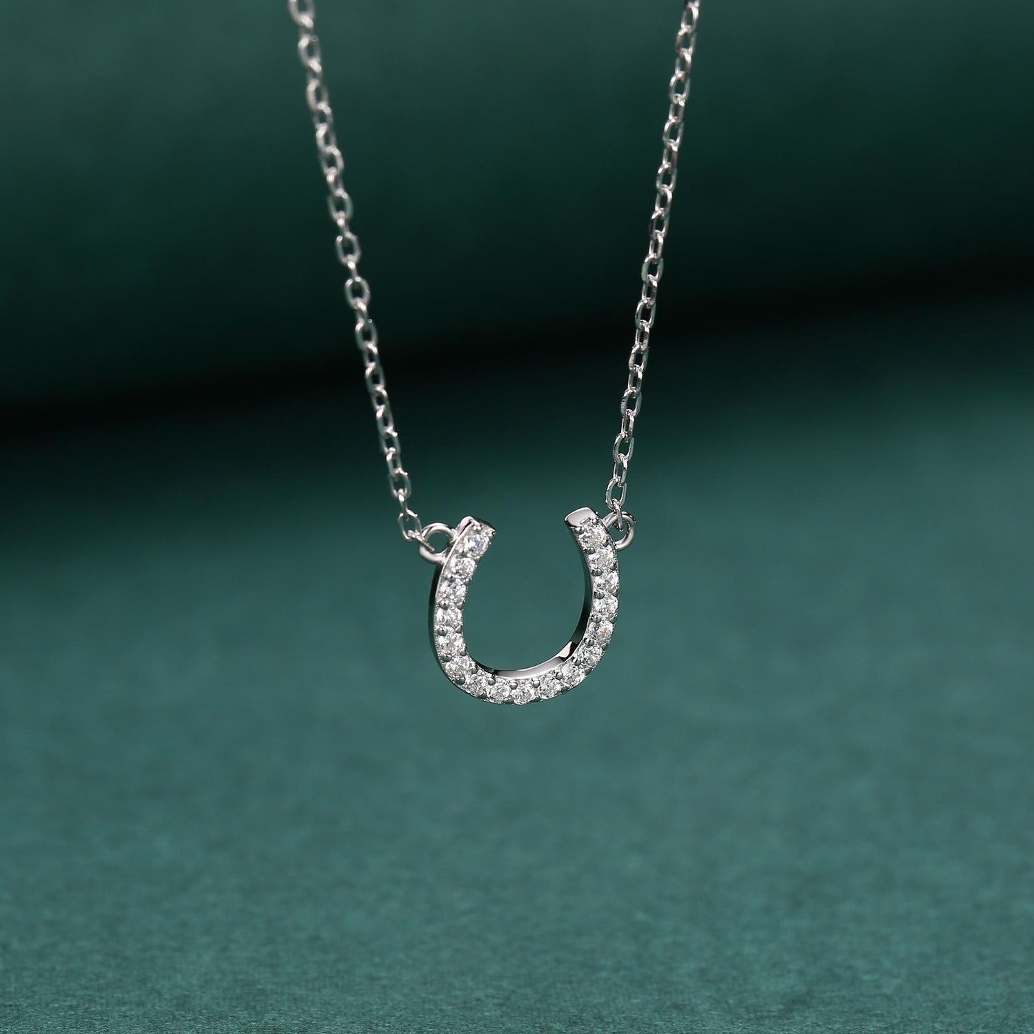 Tiny CZ Horseshoe Necklace in Sterling Silver, Silver or Gold, Adjustable 16'' - 18'' - Cute Quirky and Fun Jewellery, Horse Necklace