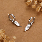 Dangling Otter Huggie Hoops in Sterling Silver, Silver or Gold, Otter Earrings, Detachable and Interchangeable