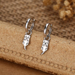 Dangling Otter Huggie Hoops in Sterling Silver, Silver or Gold, Otter Earrings, Detachable and Interchangeable