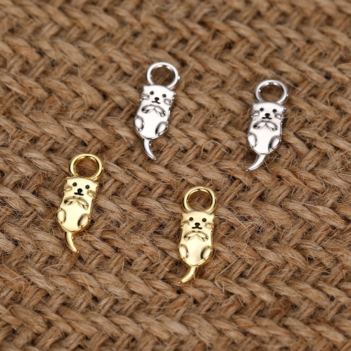 Otter Charms for Huggie Hoop Earrings in Sterling Silver