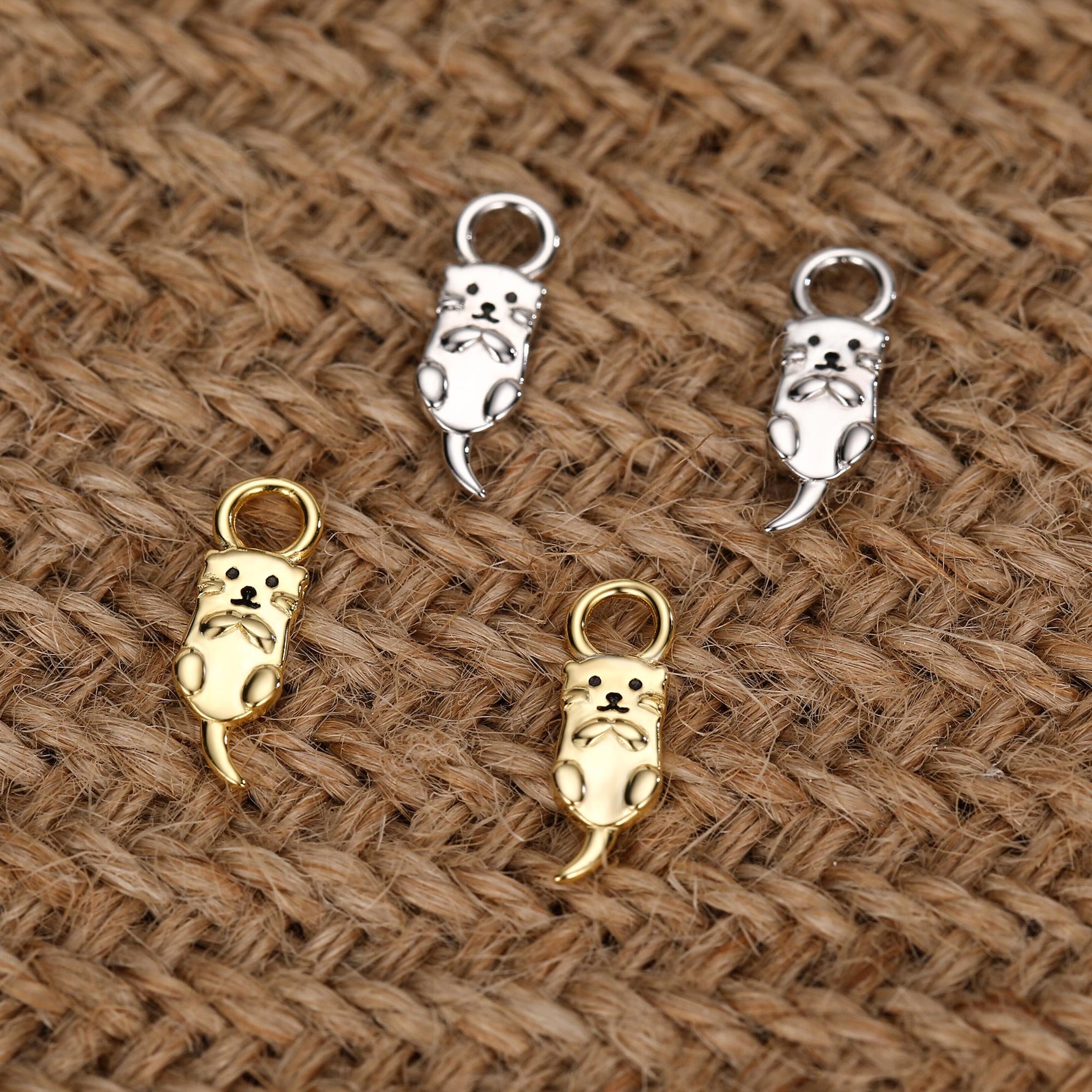 Otter Charms for Huggie Hoop Earrings in Sterling Silver