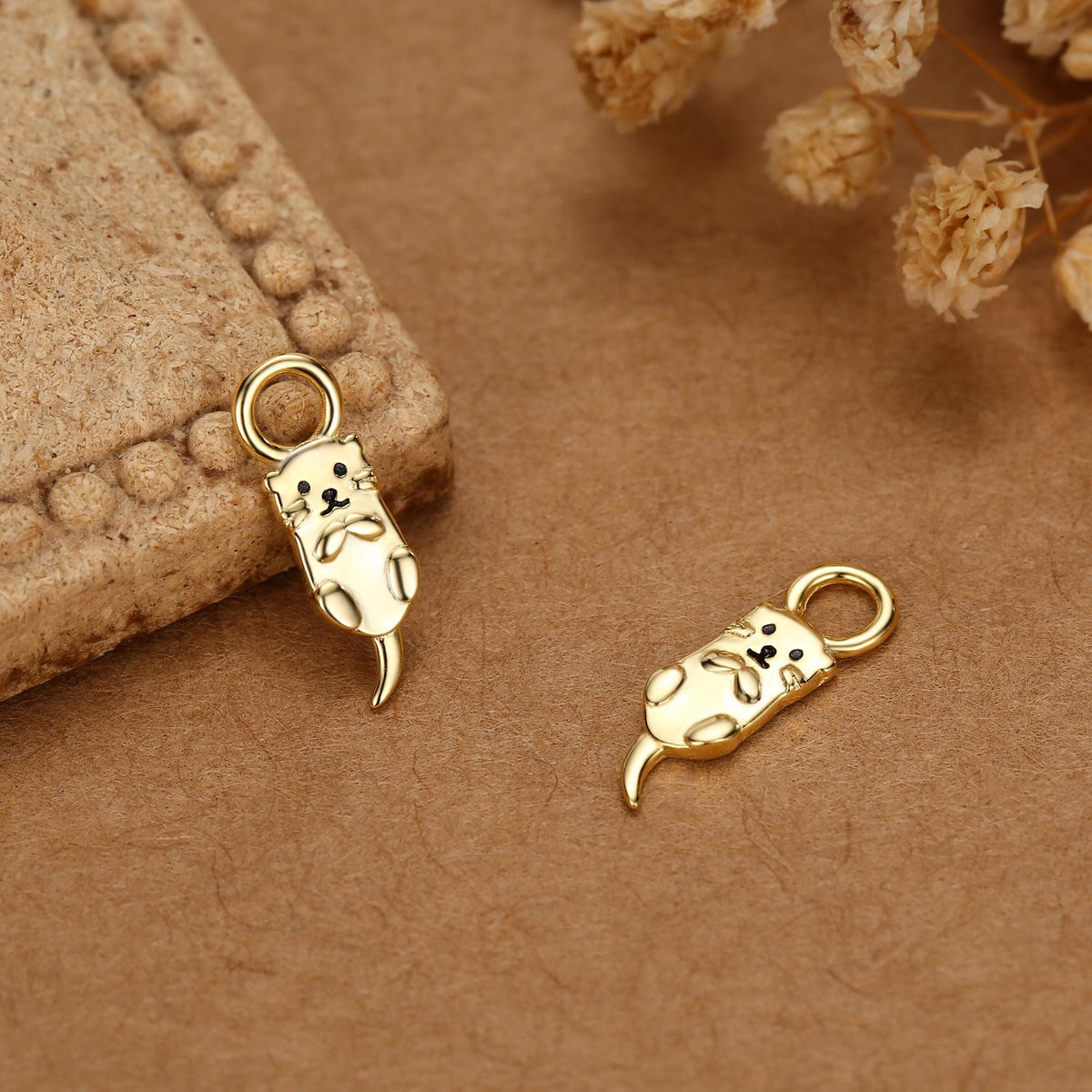 Otter Charms for Huggie Hoop Earrings in Sterling Silver