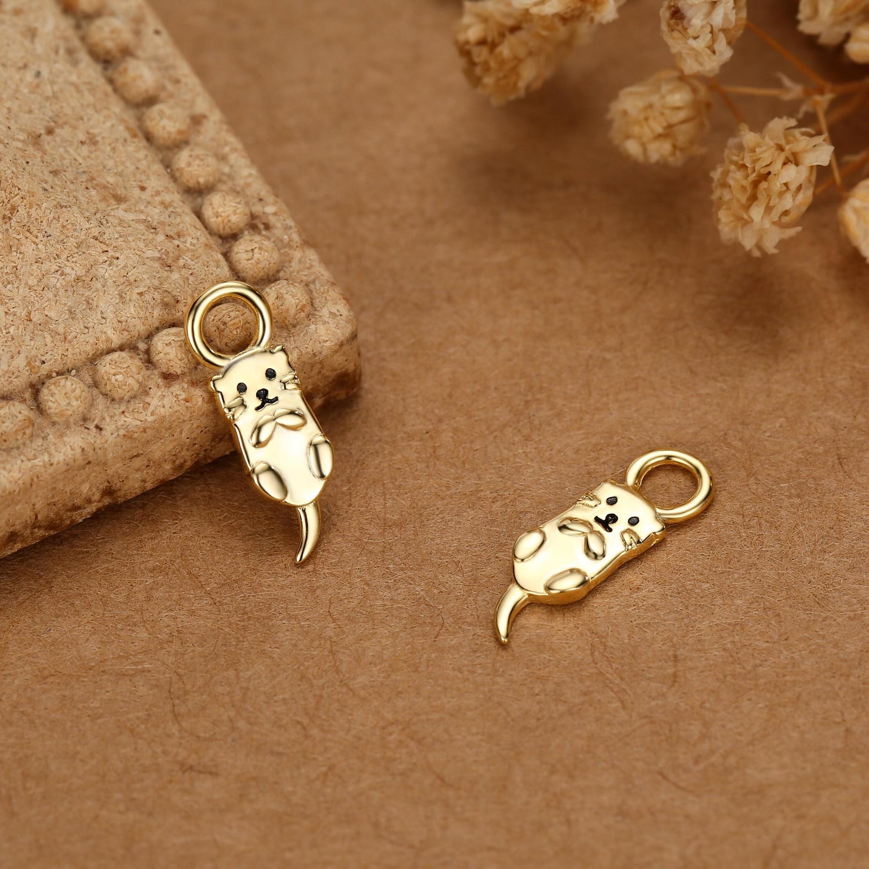 Otter Charms for Huggie Hoop Earrings in Sterling Silver