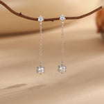 Clear CZ Dangle Chain Stud Drop Earrings in Sterling Silver, Silver or Gold, Geometric Double CZ Chain Earrings, CZ Drop Earrings