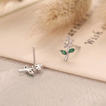 Extra Tiny Opal Pink CZ Flower Stud Earrings in Sterling Silver