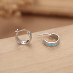 Sterling Silver Enamel Forget Me Not Huggie Hoops