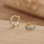 Sterling Silver Enamel Forget Me Not Huggie Hoops