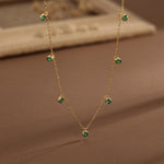 Emerald Green CZ Charm Necklace in Sterling Silver, Silver or Gold, Satellite Crystal Necklace, Solid Silver Necklace