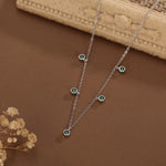 Emerald Green CZ Charm Necklace in Sterling Silver, Silver or Gold, Satellite Crystal Necklace, Solid Silver Necklace