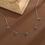 Emerald Green CZ Charm Necklace in Sterling Silver, Silver or Gold, Satellite Crystal Necklace, Solid Silver Necklace