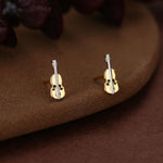 Tiny Violin Stud Earrings in Sterling Silver, Silver or Gold, Music Earrings