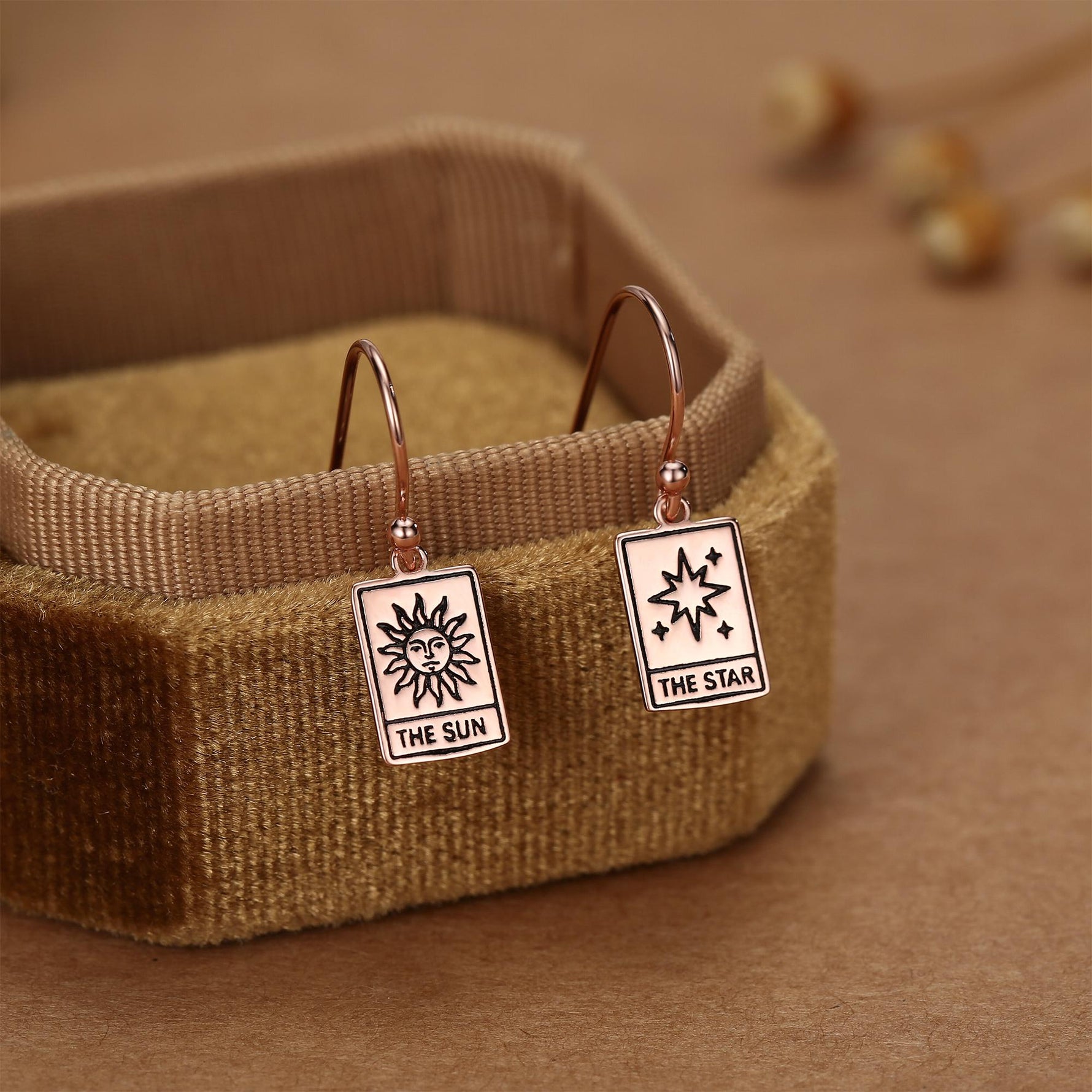 Sterling Silver Tarot Sun and Star Enamel Drop Earrings
