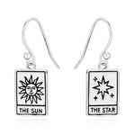 Sun and Star Tarot Card Hook Earrings