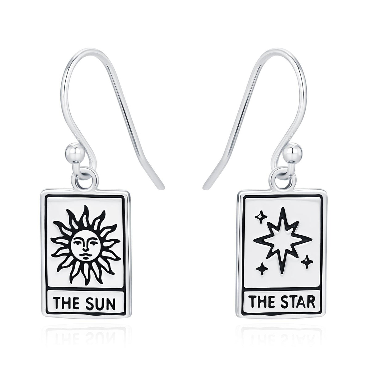 Sun and Star Tarot Card Hook Earrings