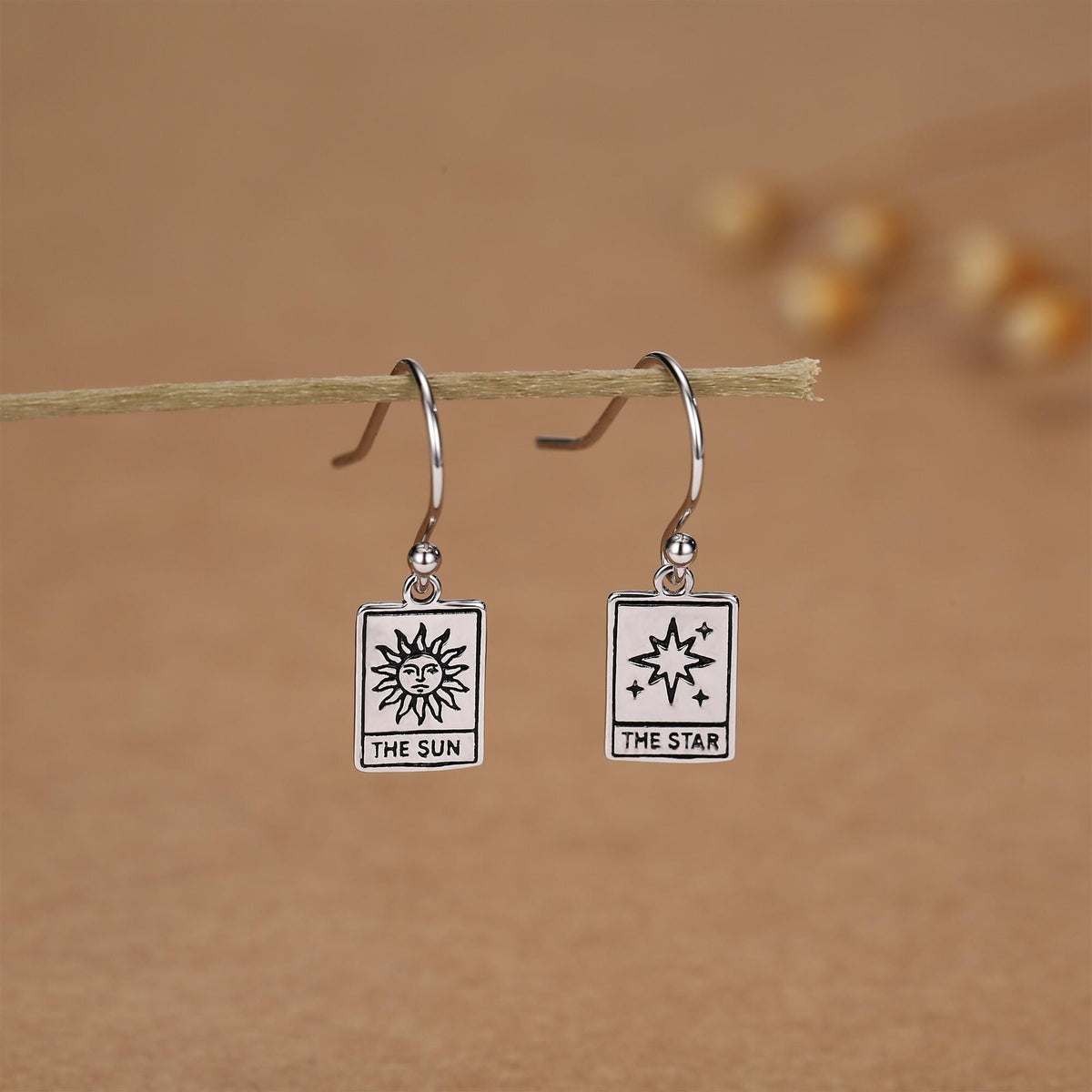 Sun and Star Tarot Card Hook Earrings