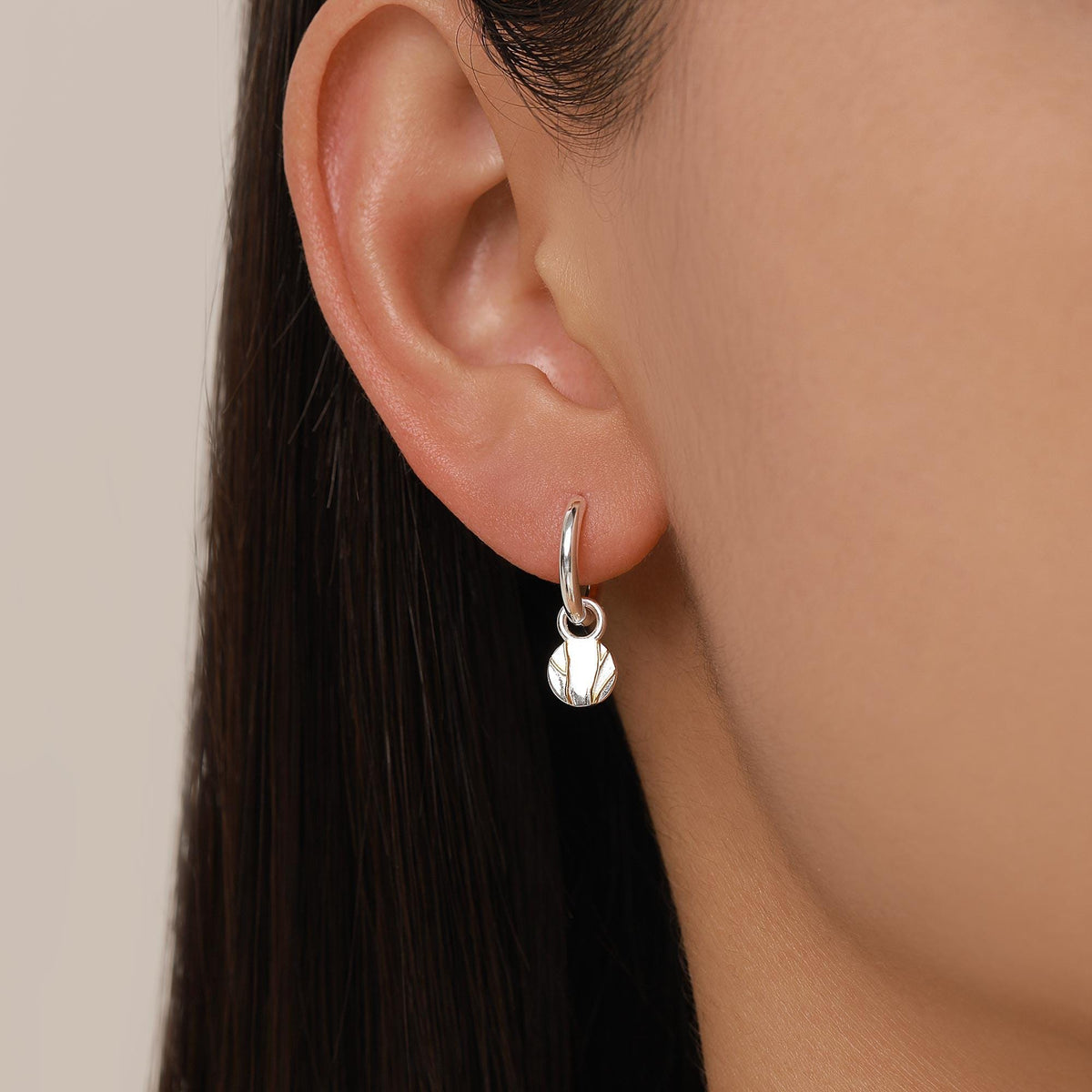 Sterling Silver Kintsugi Disc Earring Charms for Hoop Earrings