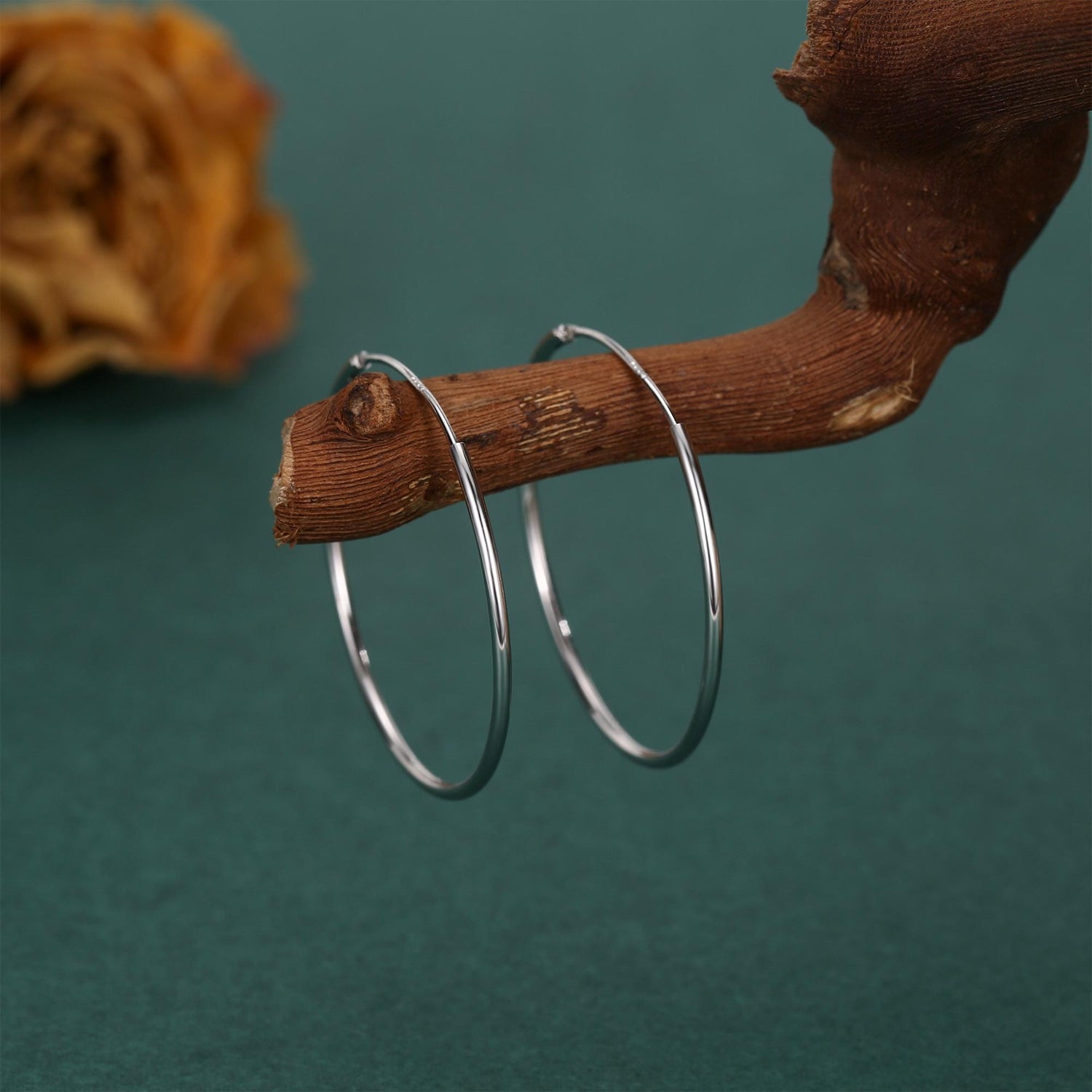 Sterling Silver Extra Skinny 28mm Large Hoop Earrings
