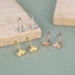 Tiny Ginkgo Leaf Drop Hook Earrings in Sterling Silver, Silver, Gold or Rose Gold, Small Leaf Earrings, Cute Leaf Earrings