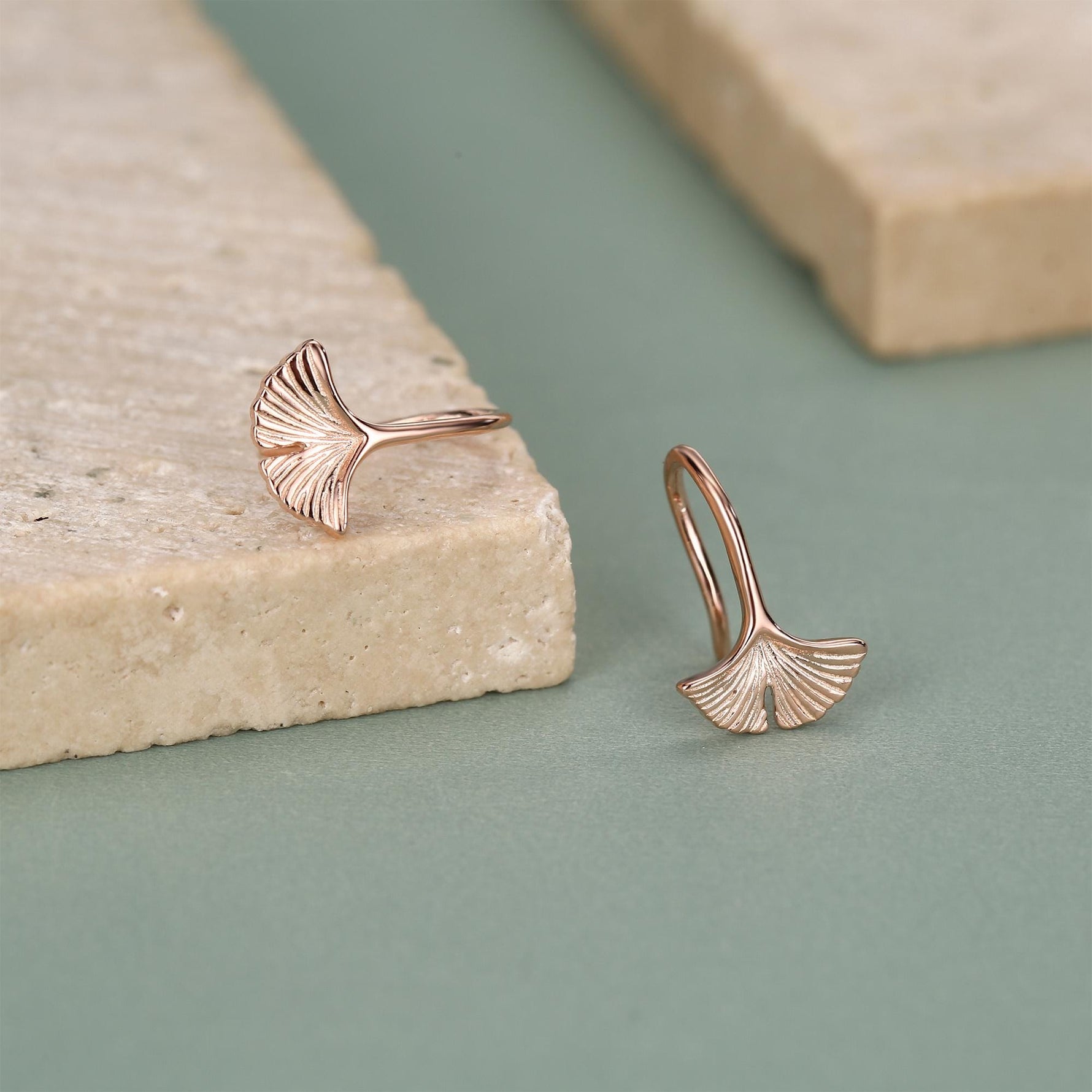 Tiny Ginkgo Leaf Drop Hook Earrings in Sterling Silver, Silver, Gold or Rose Gold, Small Leaf Earrings, Cute Leaf Earrings