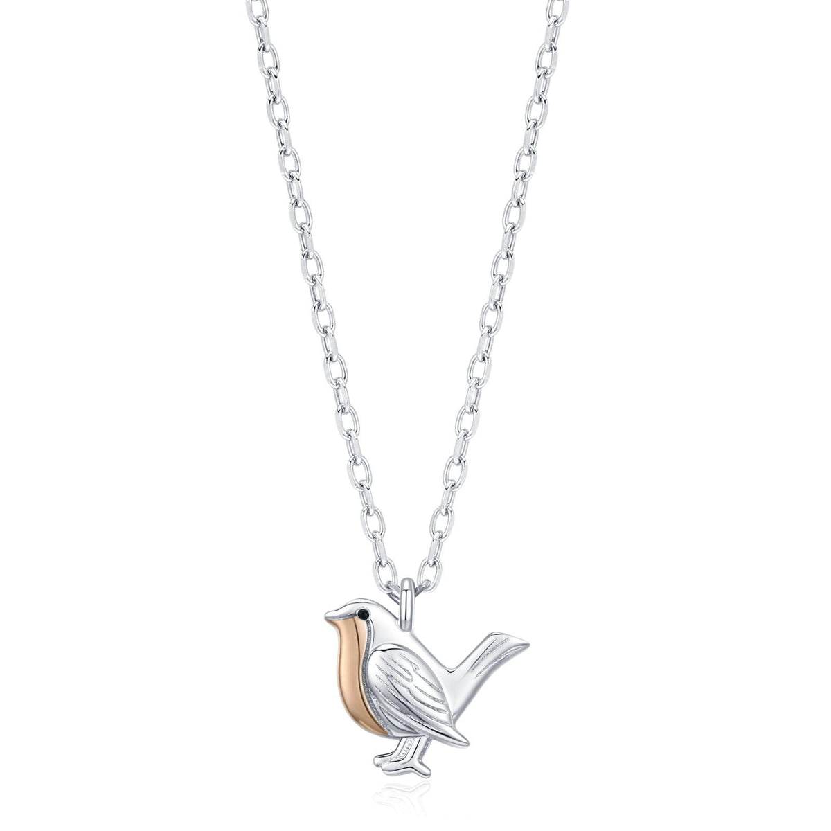 Tiny Robin Bird Pendant Necklace in Sterling Silver, Silver Animal Pendant, Nature Inspired Jewellery, Bird Necklace