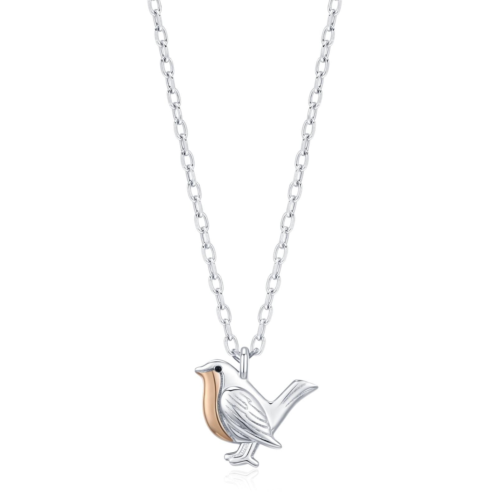 Tiny Robin Bird Pendant Necklace in Sterling Silver, Silver Animal Pendant, Nature Inspired Jewellery, Bird Necklace