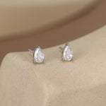Sterling Silver Pear Cut Moissanite Earrings, 4x6mm Droplet Moissanite Diamond Earrings, April Birthstone Earrings