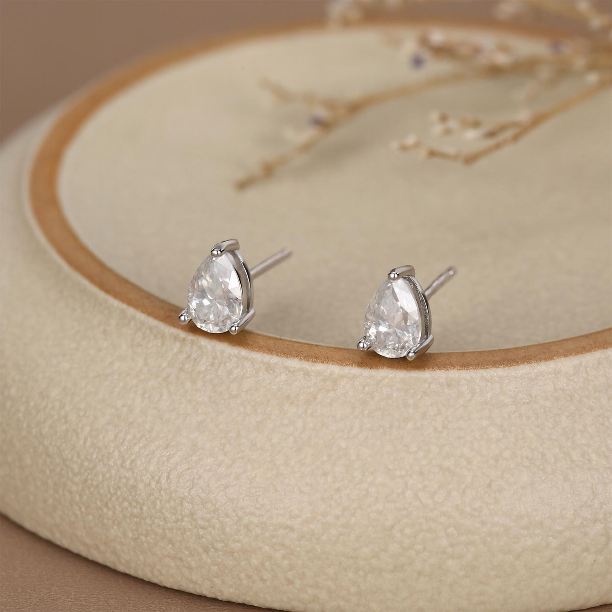 Sterling Silver Pear Cut Moissanite Earrings, 4x6mm Droplet Moissanite Diamond Earrings, April Birthstone Earrings
