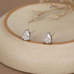 Sterling Silver Pear Cut Moissanite Earrings, 4x6mm Droplet Moissanite Diamond Earrings, April Birthstone Earrings