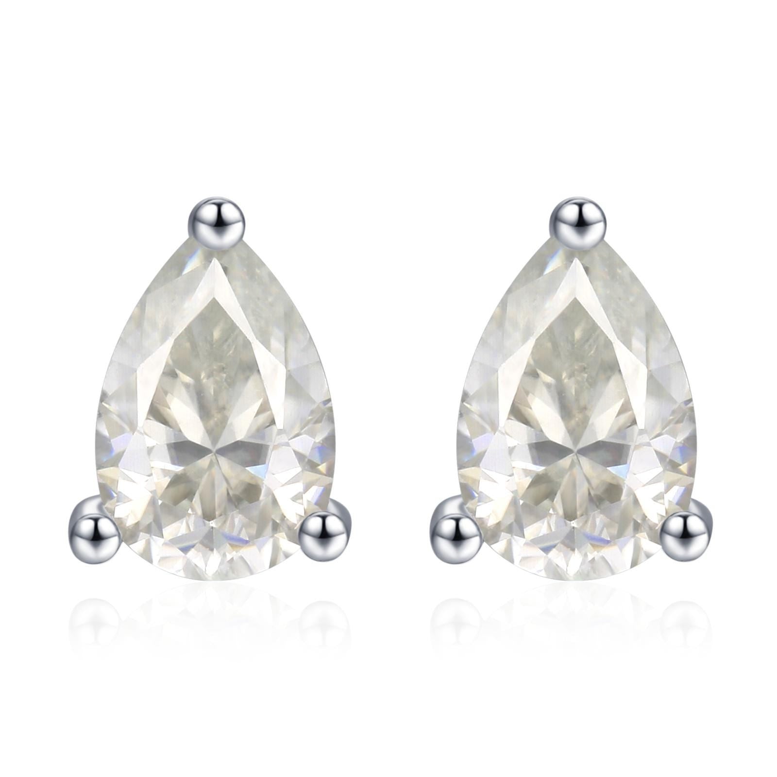 Sterling Silver Pear Cut Moissanite Earrings, 4x6mm Droplet Moissanite Diamond Earrings, April Birthstone Earrings
