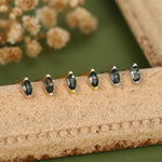 Sterling Silver Moss Agate Marquise 18G Screw Back Earrings