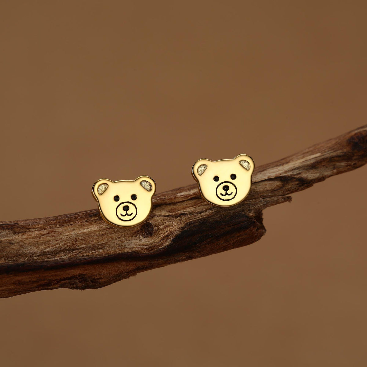 Teddy Bear Stud Earrings in Sterling Silver, Silver or Gold, Cute Gift, Teddy Earrings