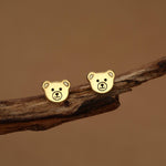 Teddy Bear Stud Earrings in Sterling Silver, Silver or Gold, Cute Gift, Teddy Earrings