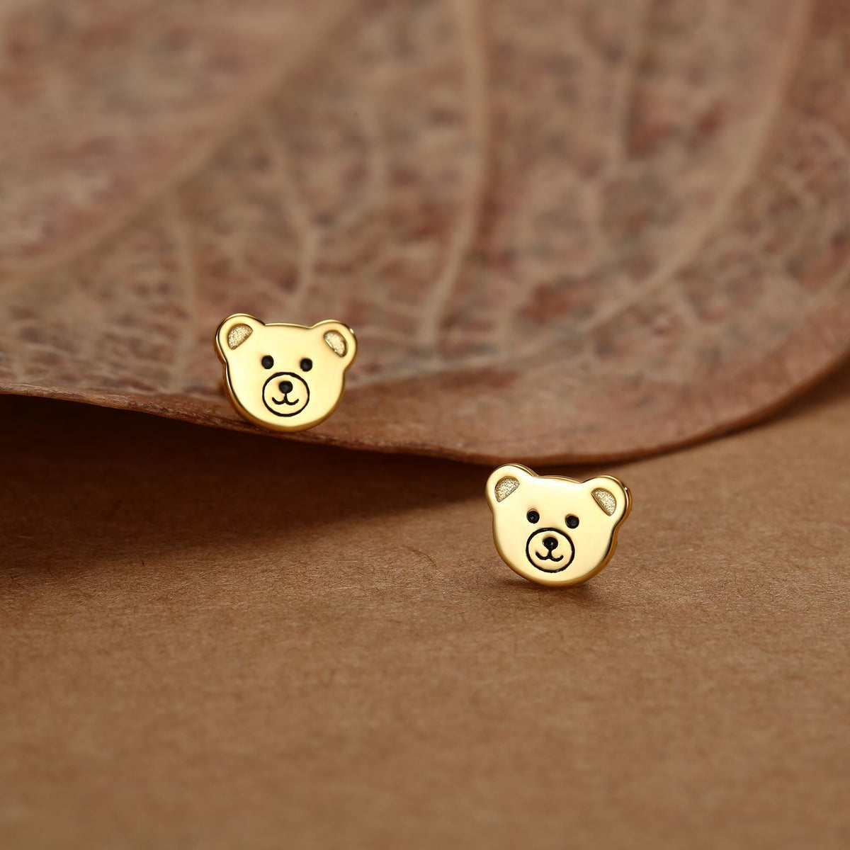Teddy Bear Stud Earrings in Sterling Silver, Silver or Gold, Cute Gift, Teddy Earrings