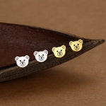 Teddy Bear Stud Earrings in Sterling Silver, Silver or Gold, Cute Gift, Teddy Earrings