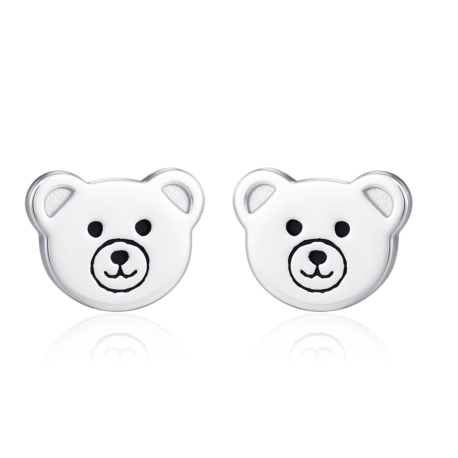 Teddy Bear Stud Earrings in Sterling Silver, Silver or Gold, Cute Gift, Teddy Earrings