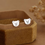 Teddy Bear Stud Earrings in Sterling Silver, Silver or Gold, Cute Gift, Teddy Earrings