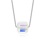 Sterling Silver Aurora Crystal Cube Pendant Necklace