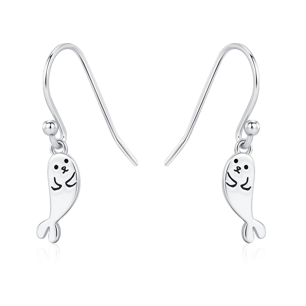 Cute Baby Seal Drop Dangling Earrings in Sterling Silver, Silver or Gold or Rose Gold, Seal Earrings, Ocean Animal Hook Earrings, Scottish