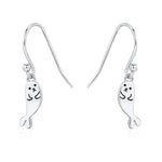 Cute Baby Seal Drop Dangling Earrings in Sterling Silver, Silver or Gold or Rose Gold, Seal Earrings, Ocean Animal Hook Earrings, Scottish