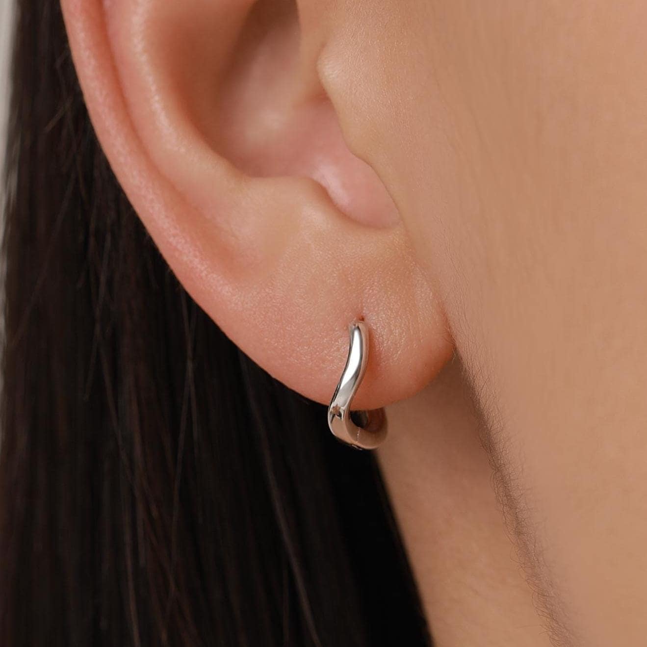 Sterling Silver Twisted Huggie Hoop Earrings